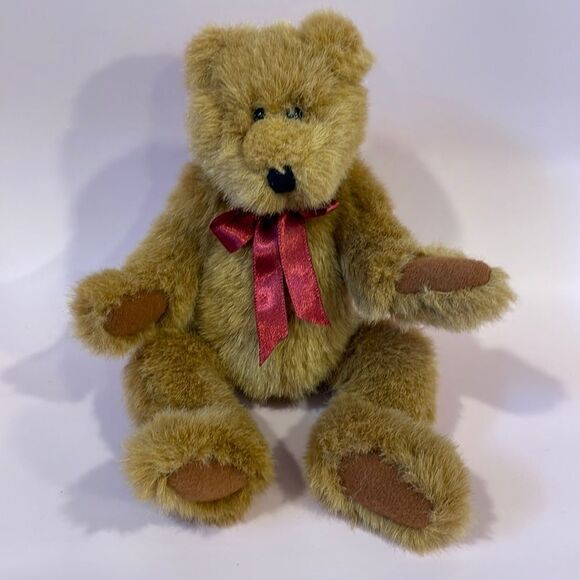 Vintage Ganz Bear 1997 Watson the Bear with Red Bow Jointed H2373S Retired 10” - Picture 1 of 8